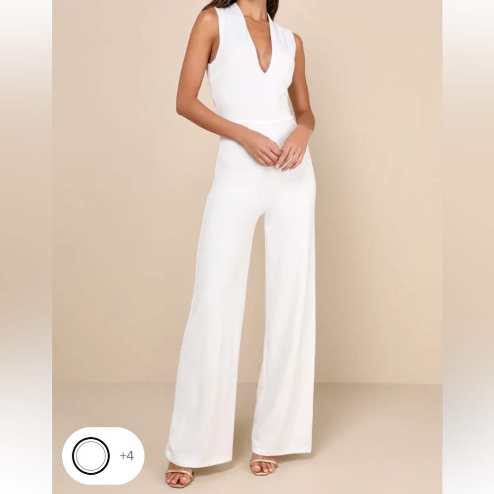 Thinking Out Loud White Backless Jumpsuit